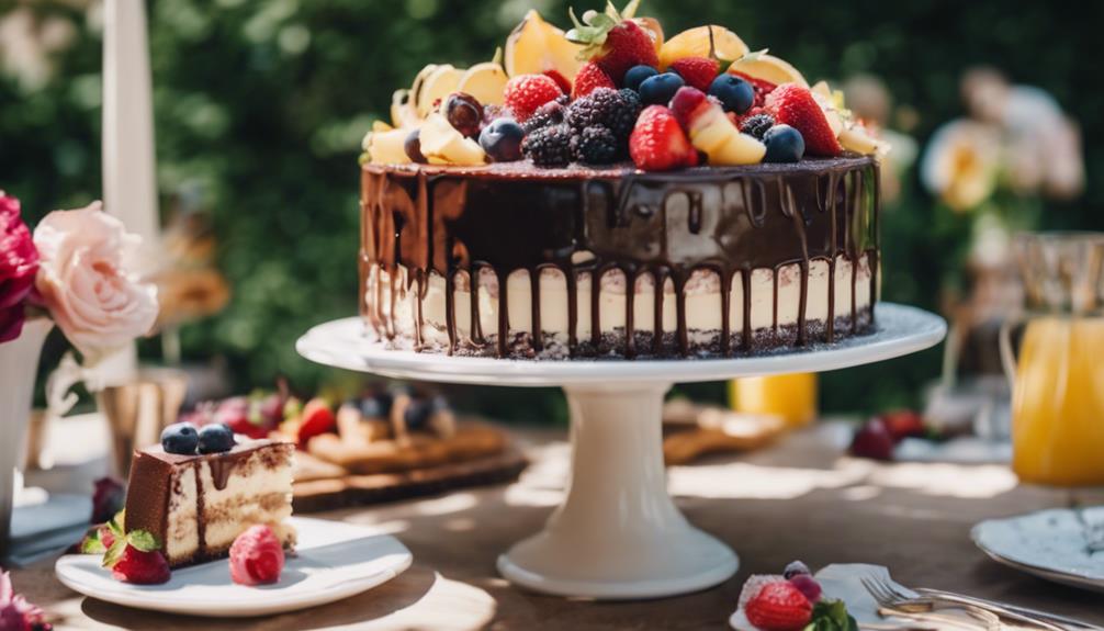outdoor dining cake selection