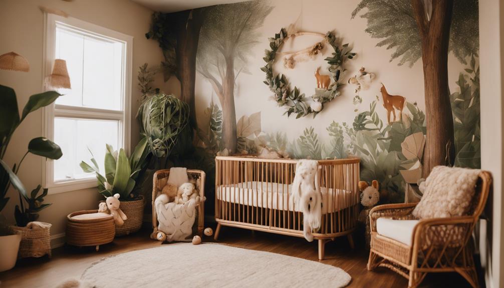 whimsical woodland themed baby room