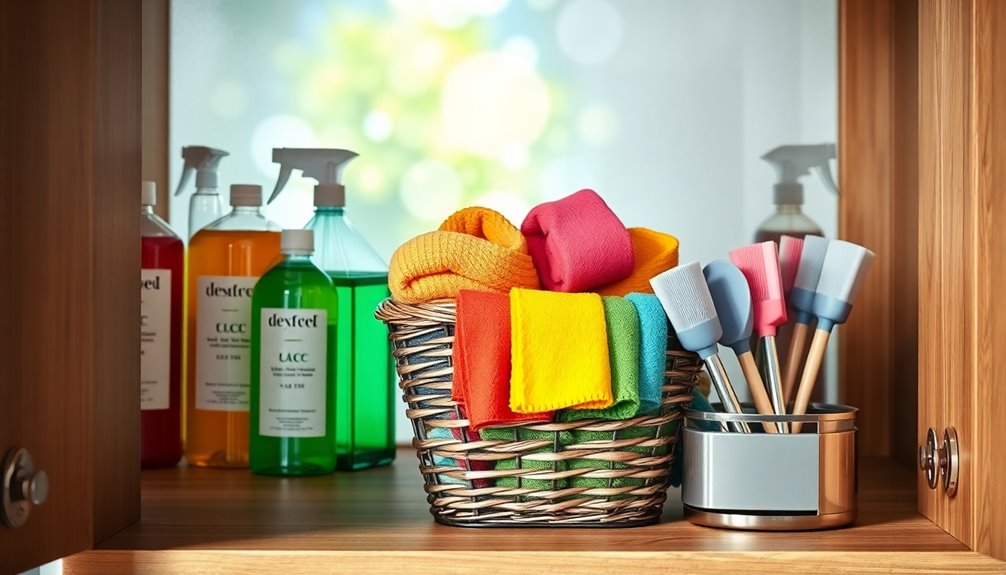 efficiently organize cleaning supplies