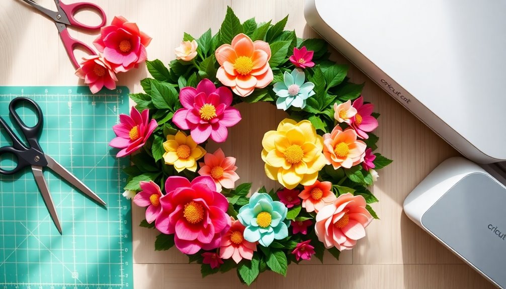 felt flower wreath crafting