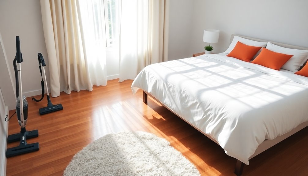 thoroughly clean bedroom spaces