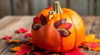 turkey themed pumpkin decoration