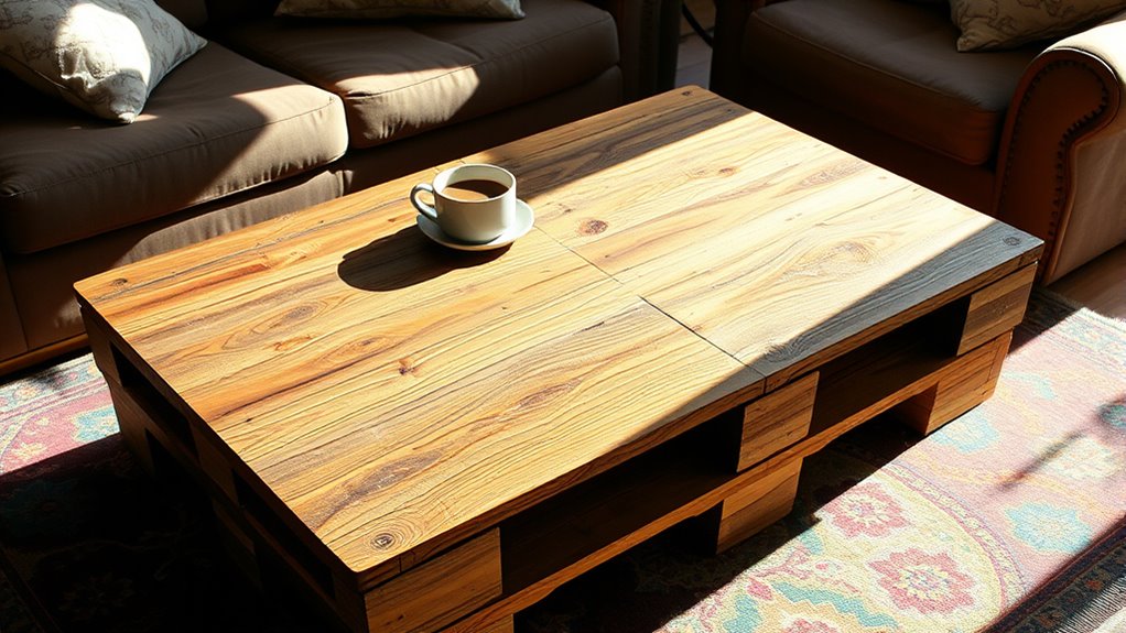 rustic wooden coffee table