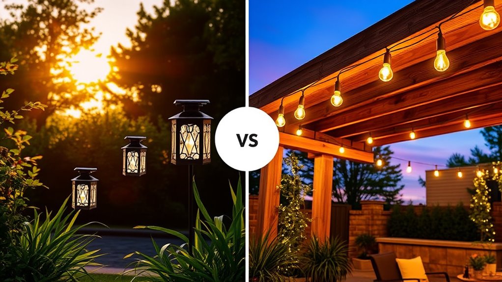 solar and electric lights installation