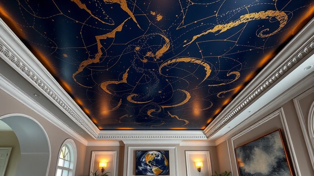 bold contrasting ceiling colors