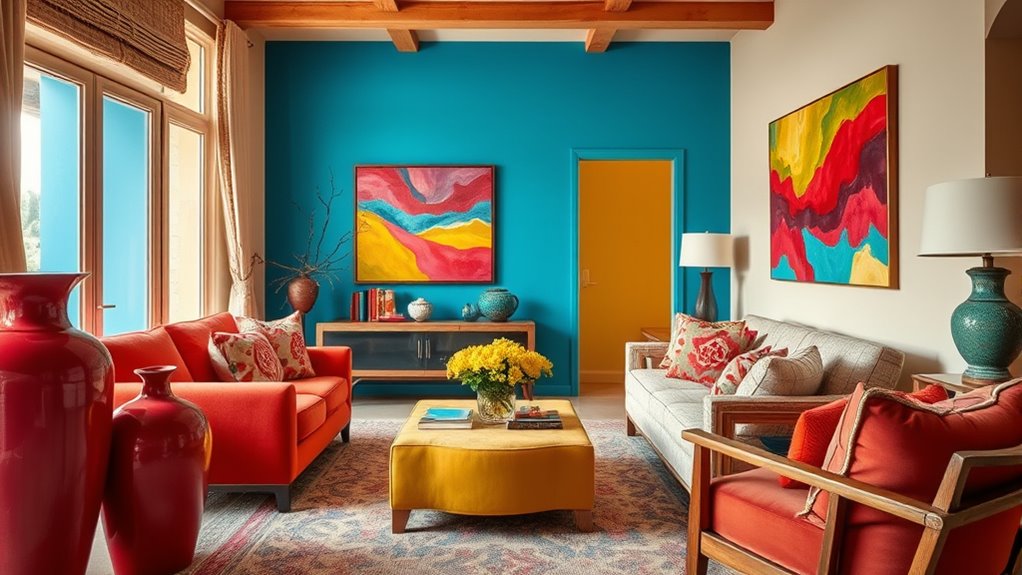 neutral tones balance vibrant colors