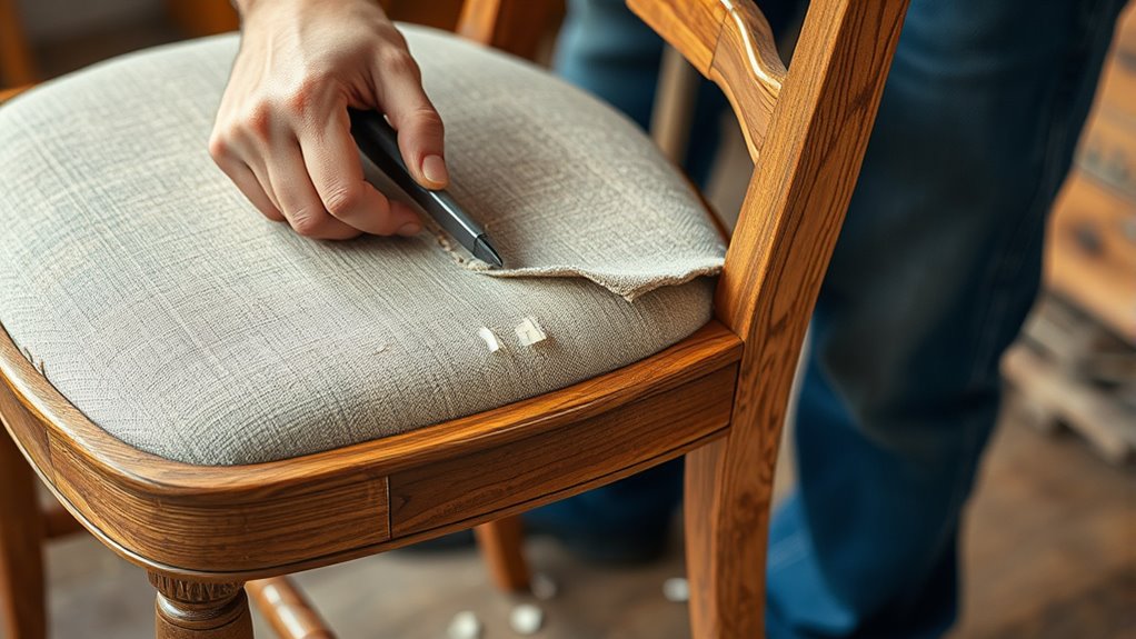 remove old fabric carefully
