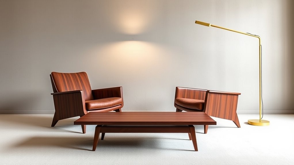 streamlined geometric vintage accents