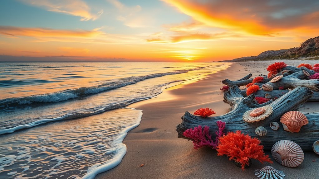 vibrant coral sunset accents