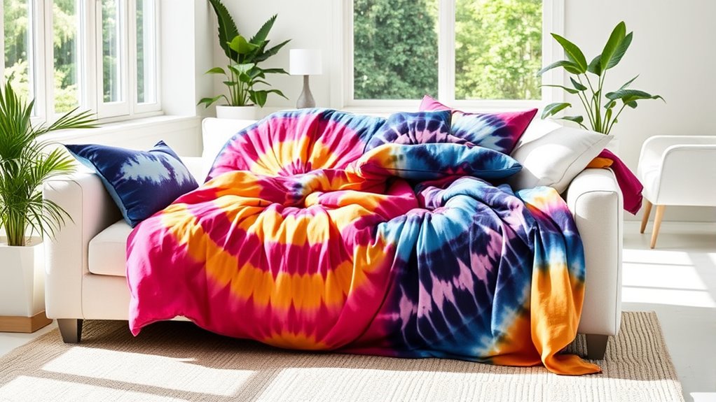vibrant tie dye interior accents