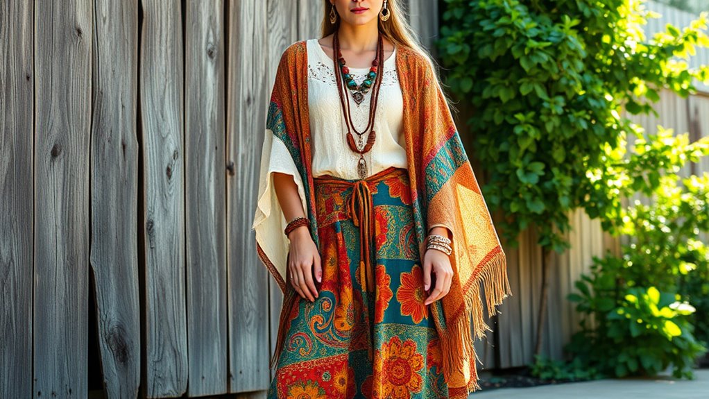 layered colorful boho fashion