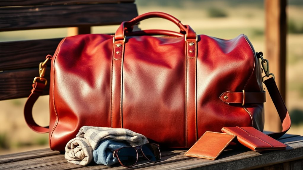 leather bag size and features