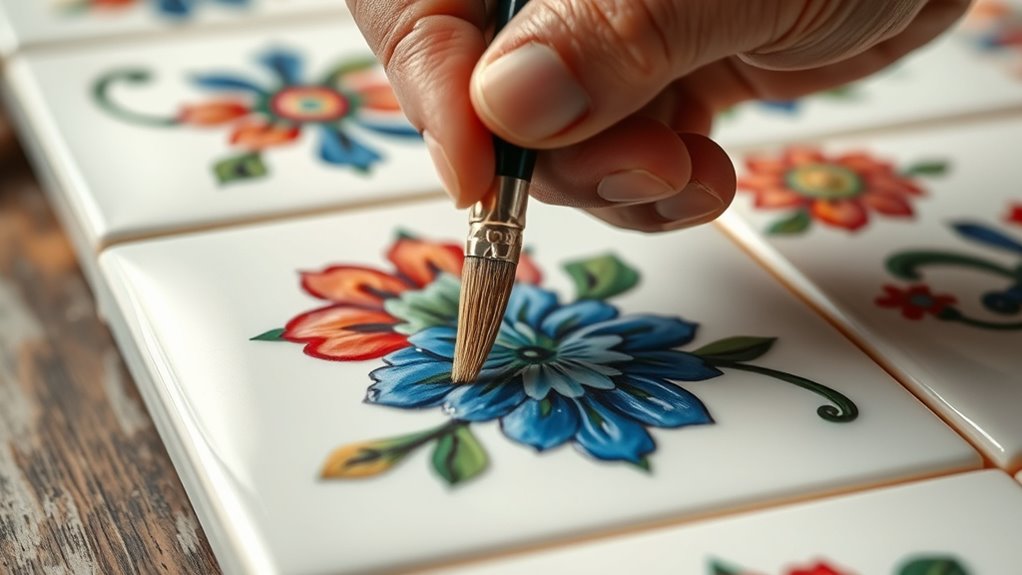 preparing and painting tiles