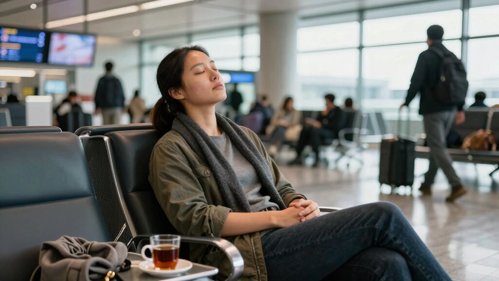 deep breathing calms airport stress