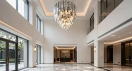 modern two story entry chandeliers
