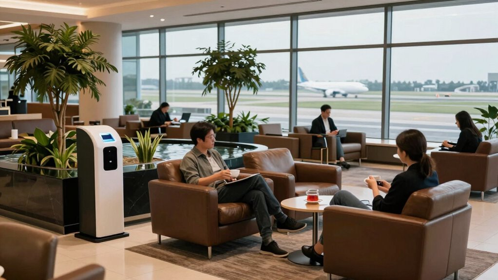 relaxing airport lounge amenities