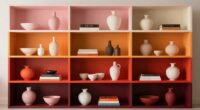 color coordinated shelf styling