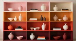 color coordinated shelf styling