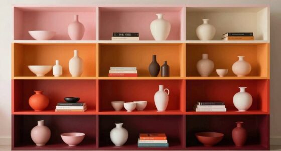 color coordinated shelf styling