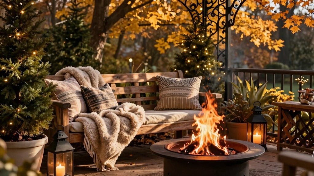 cozy outdoor lighting and furniture