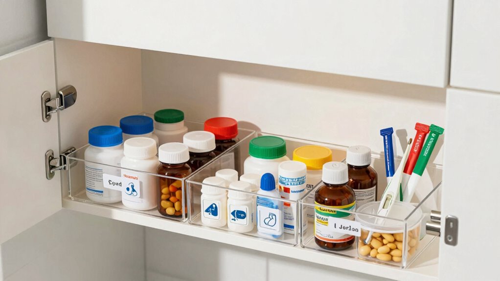 organized labeled medication storage