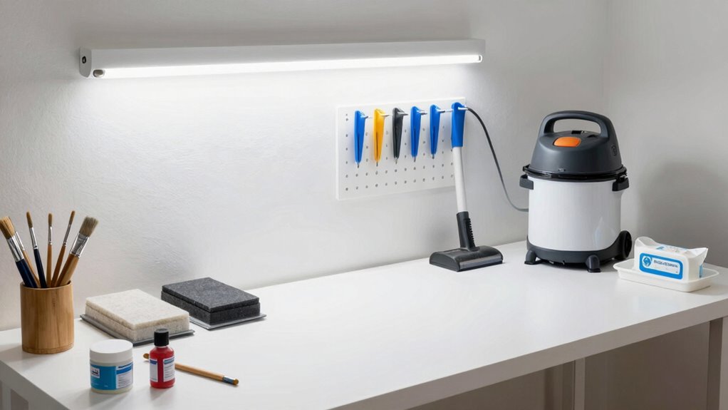 organized safe finishing workspace