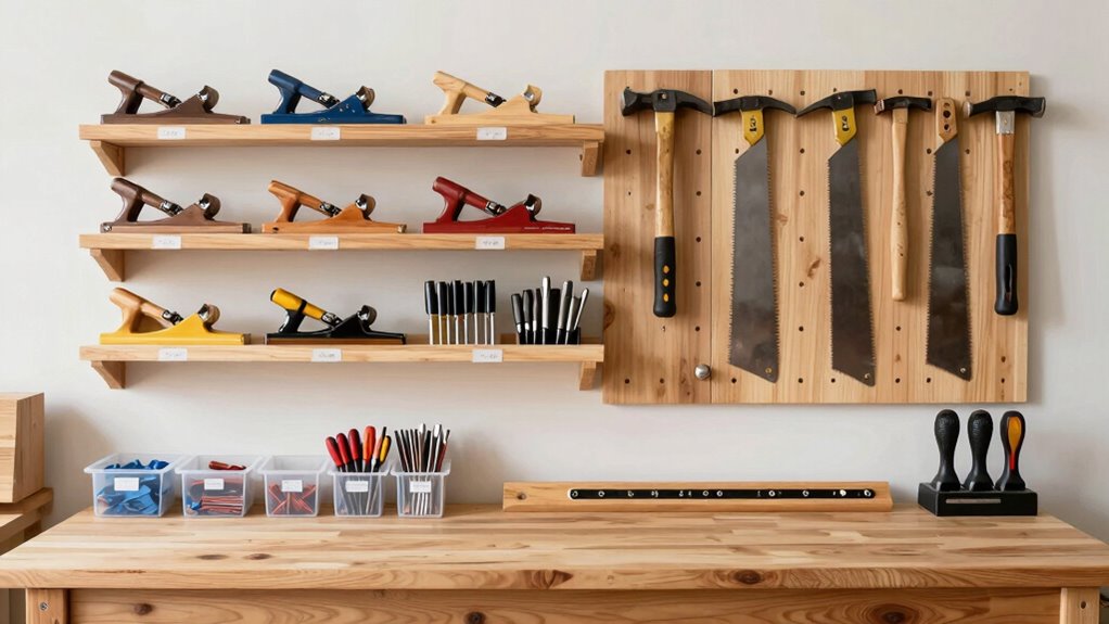 organized safe woodworking workspace