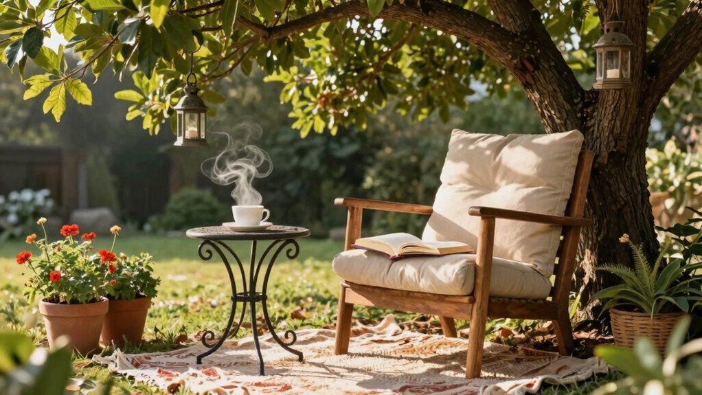 weatherproof cozy outdoor reading space