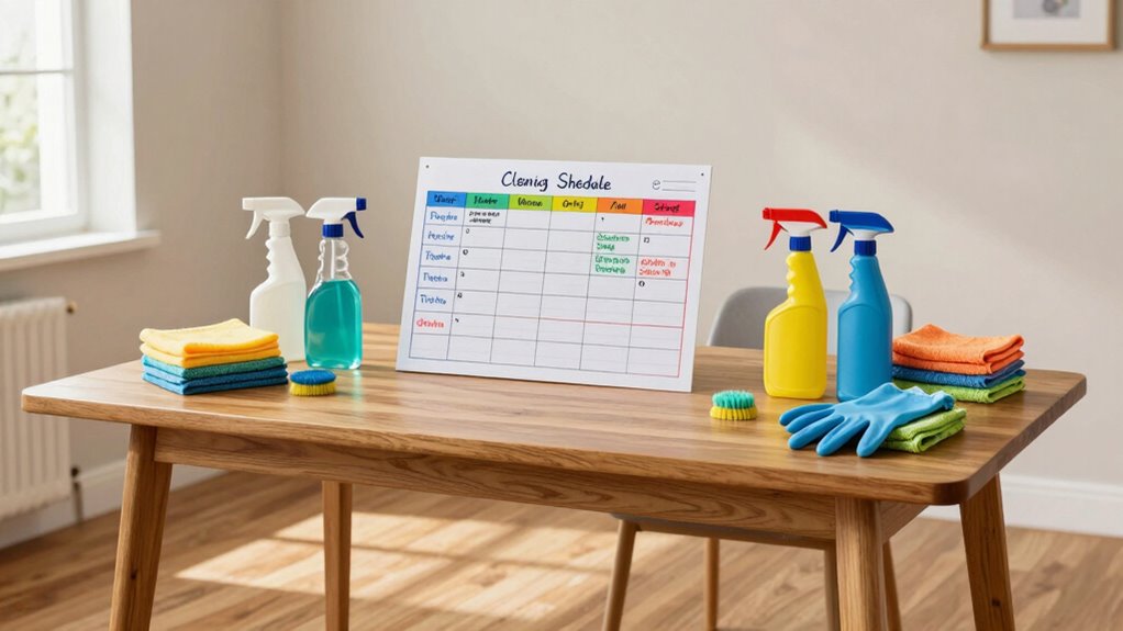 weekly cleaning schedule organization