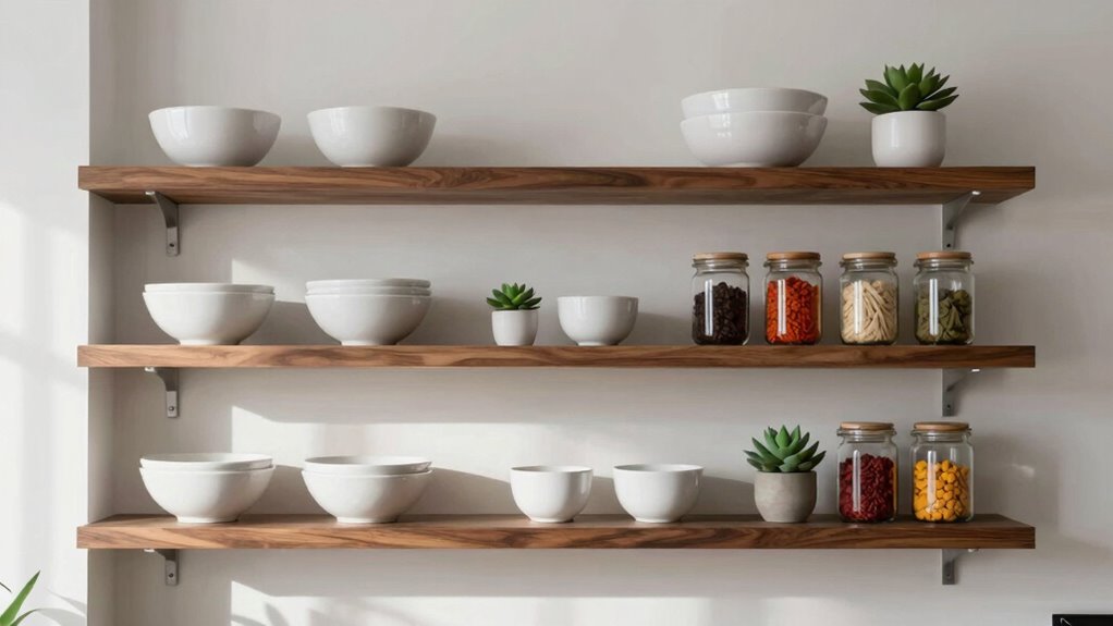 styled purposeful open shelving