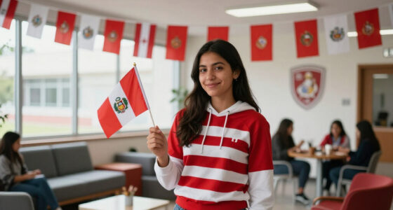 University Of Piura Celebrates Independence Day With Red And White Decorations At Lima Campus