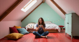 A Plain Attic Bedroom Is Now A “Little Jewel Box” After A Colorful Redo