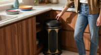 This Stylish Trash Can Is “Perfect” For Small Spaces (And Gives Art Deco Vibes!)