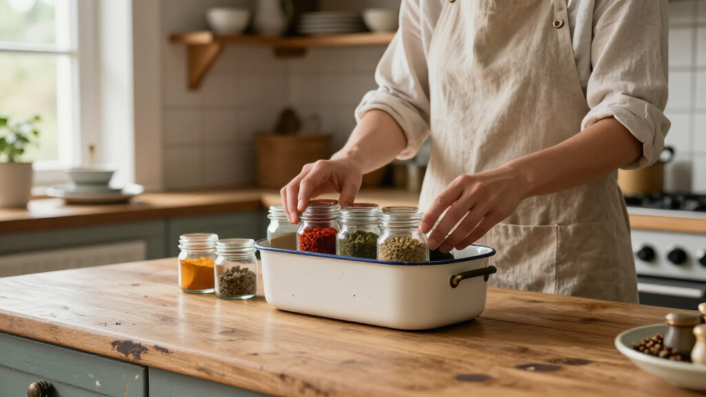 Repurpose A Casserole Holder Into A Spice Rack That Adds Vintage Charm